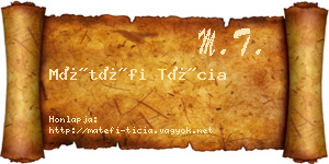 Mátéfi Tícia névjegykártya